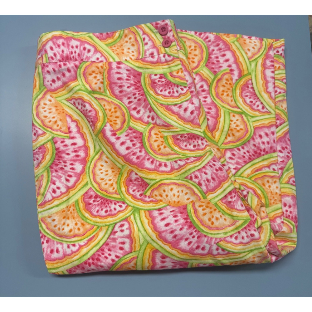 VTG. TALBOTS PETITES WATERMELON PRINT STRETCH COTTON CAPRIS SZ 16 (33), 3004